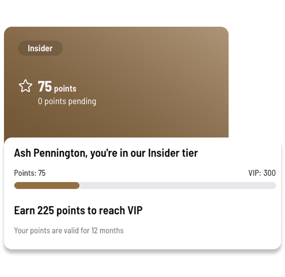 Loyalty progress bar & tier display